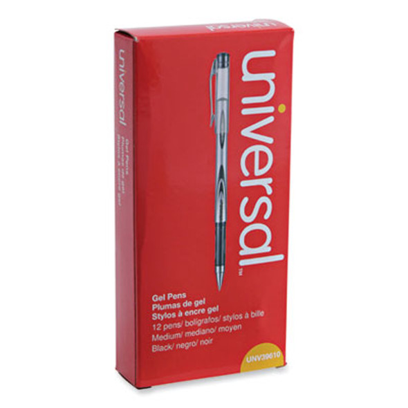 Gel Pen, Stick, Medium 0.7 Mm, Black Ink, Silver/Black Barrel, Dozen