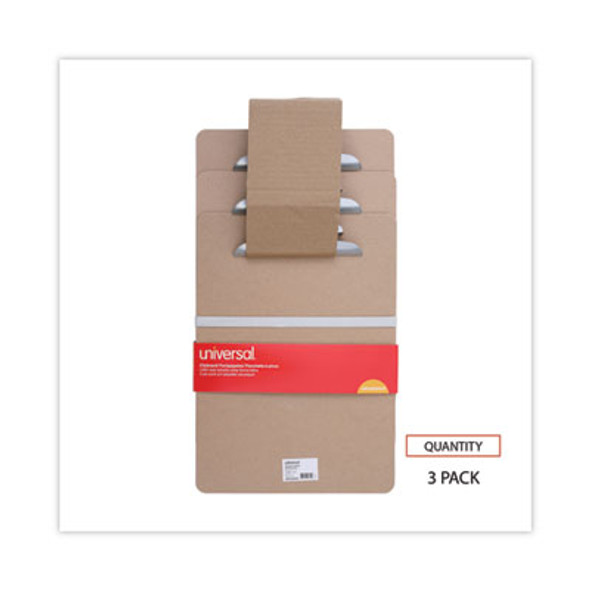Hardboard Clipboard, 1.25" Clip Capacity, Holds 8.5 x 11 Sheets, Brown, 3/Pack