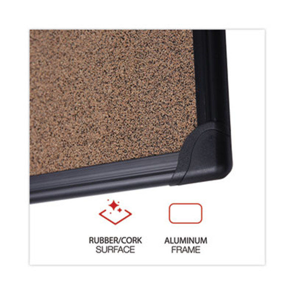 Tech Cork Board, 23.62" x 17.71", Brown Surface, Black Aluminum Frame