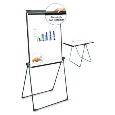 Foldable Double-Sided Dry Erase Easel, 37.39" x 31.88", White Surface, Black Plastic Frame