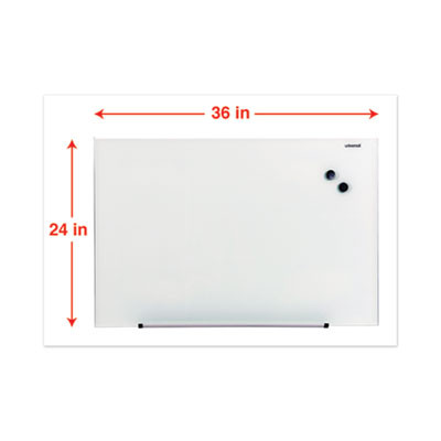 Frameless Magnetic Glass Marker Board, 36" x 24", Translucent Frost Surface