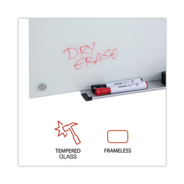 Frameless Glass Marker Board, 48" x 36", White Surface