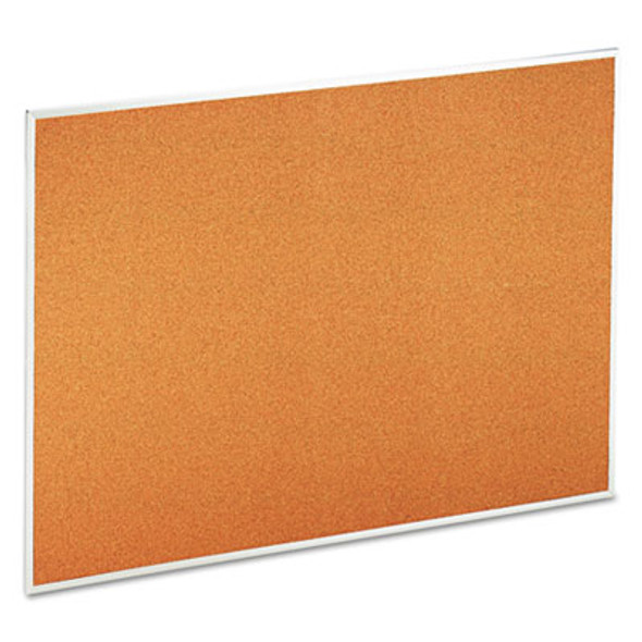 Cork Bulletin Board, 48" x 36", Tan Surface, Satin Aluminum Frame