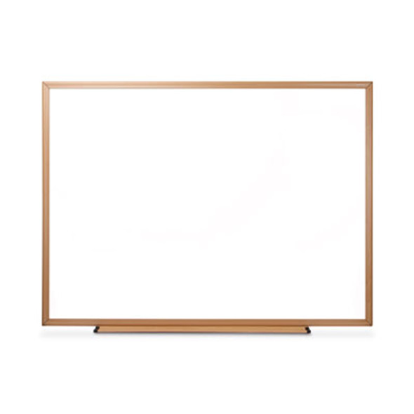 Deluxe Melamine Dry Erase Board, 48" x 36", White Surface, Oak Finished Fiberboard (Mdf) Frame