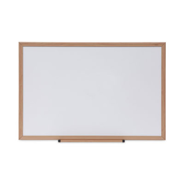 Deluxe Melamine Dry Erase Board, 36" x 24", White Surface, Oak Finished Fiberboard (Mdf) Frame