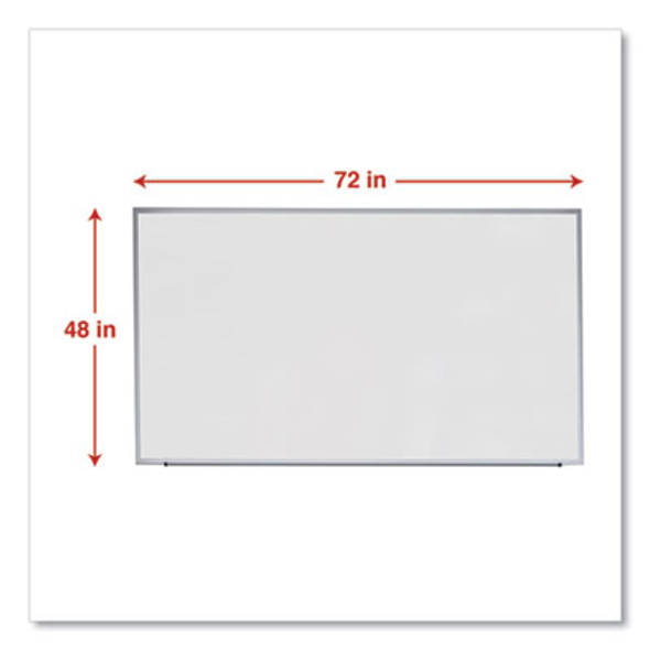 Deluxe Melamine Dry Erase Board, 72" x 48", White Surface, Anodized Aluminum Frame