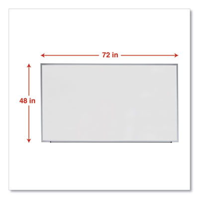 Deluxe Melamine Dry Erase Board, 72" x 48", White Surface, Anodized Aluminum Frame