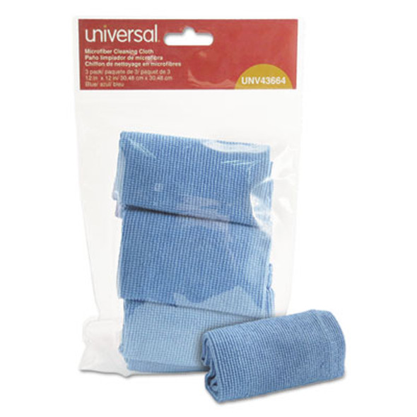 Microfiber Cleaning Cloth, 12 X 12, Blue, 3/Pack