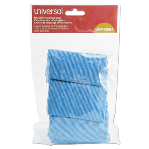 Microfiber Cleaning Cloth, 12 X 12, Blue, 3/Pack