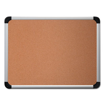 Cork Board With Aluminum Frame, 36" x 24", Tan Surface, Satin Aluminum Frame
