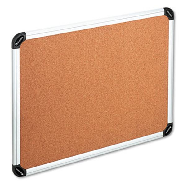 Cork Board With Aluminum Frame, 48" x 36", Tan Surface, Satin Aluminum Frame
