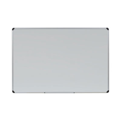 Deluxe Porcelain Magnetic Dry Erase Board, 72" x 48", White Surface, Silver/Black Aluminum Frame