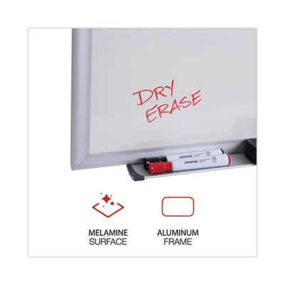 Deluxe Melamine Dry Erase Board, 36" x 24", White Surface, Satin Aluminum Frame