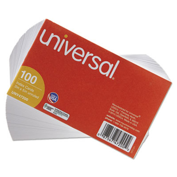 Unruled Index Cards, 3 X 5, White, 100/Pack