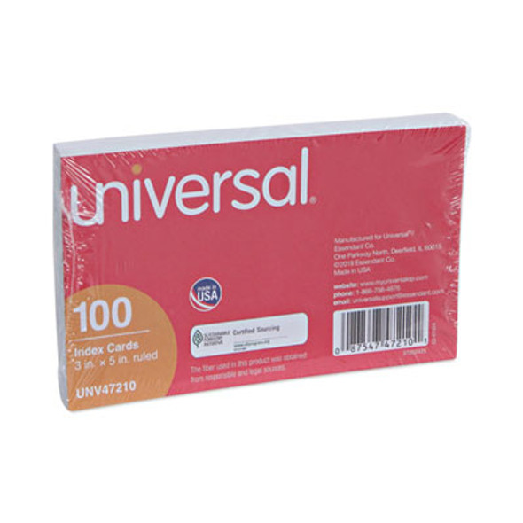 Ruled Index Cards, 3 X 5, White, 100/Pack