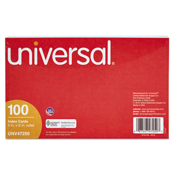 Ruled Index Cards, 5 X 8, White, 100/Pack