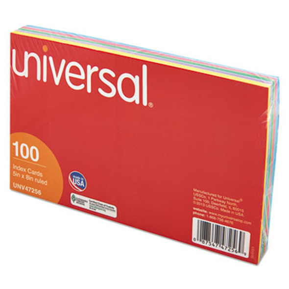 Index Cards, Ruled, 5 X 8, Assorted, 100/Pack