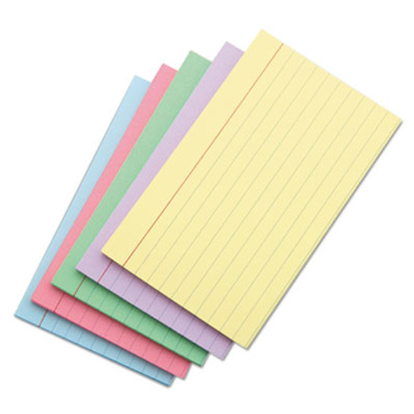 Index Cards, Ruled, 5 X 8, Assorted, 100/Pack