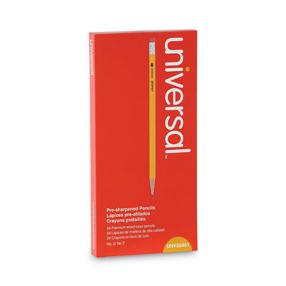 #2 Pre-Sharpened Woodcase Pencil, Hb (#2), Black Lead, Yellow Barrel, 24/Pack