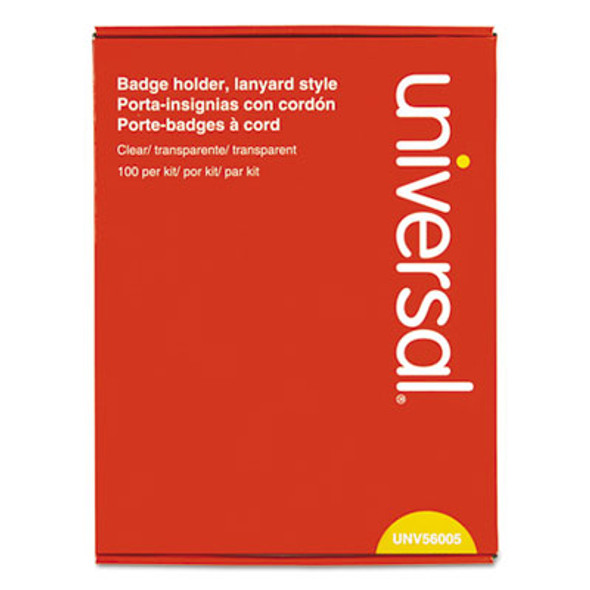 Clear Badge Holders W/Neck Lanyards, 3 X 4, White Inserts, 100/Box