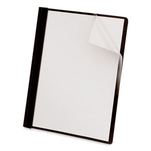 Clear Front Report Cover With Fasteners, Three-Prong Fastener, 0.5" Capacity, 8.5 X 11, Clear/Black, 25/Box