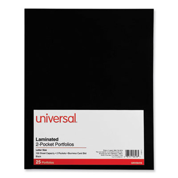 Laminated Two-Pocket Folder, Cardboard Paper, 100-Sheet Capacity, 11 X 8.5, Black, 25/Box