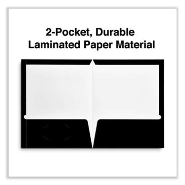 Laminated Two-Pocket Folder, Accommodates (100) 11 x 8.5 Sheets, Black, 25/Box