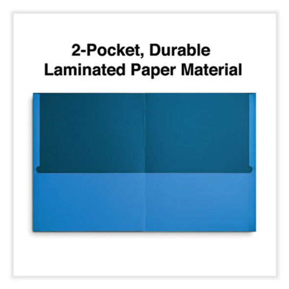 Two-Pocket Portfolio, Embossed Leather Grain Paper, 11 X 8.5, Light Blue, 25/Box