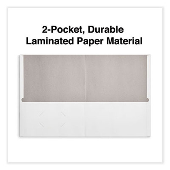 Two-Pocket Portfolio, Embossed Leather Grain Paper, 11 X 8.5, White, 25/Box