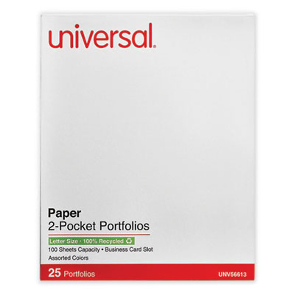 Two-Pocket Portfolio, Embossed Leather Grain Paper, 11 X 8.5, Assorted Colors, 25/Box