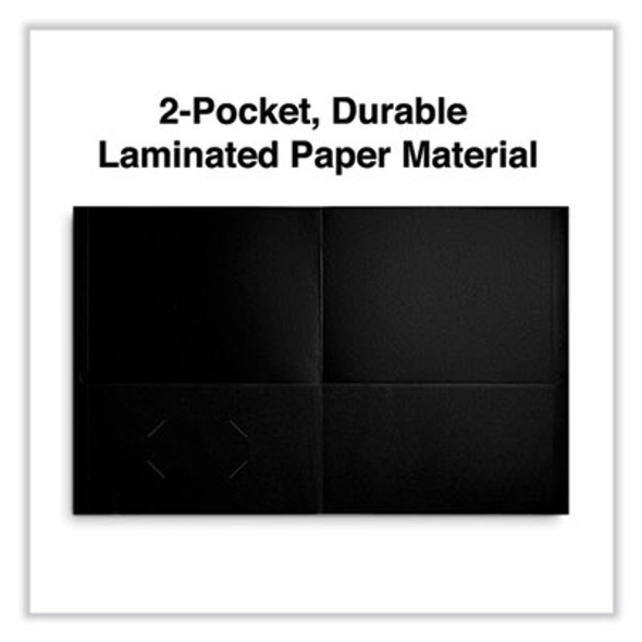 Two-Pocket Portfolio, Embossed Leather Grain Paper, 11 X 8.5, Black, 25/Box