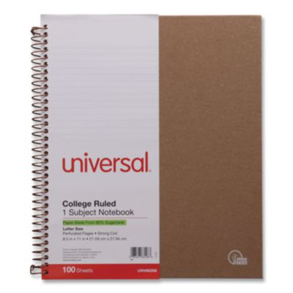 Deluxe Sugarcane Based Notebooks, 1-Subject, Medium/College Rule, Brown Kraft Cover, (100) 11 x 8.5 Sheets