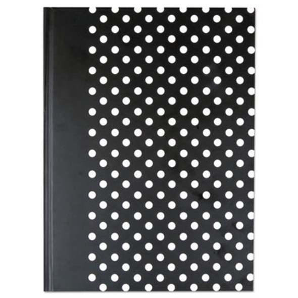 Casebound Hardcover Notebook, 1-Subject, Wide/Legal Rule, Black/White Cover, (150) 10.25 x 7.63 Sheets