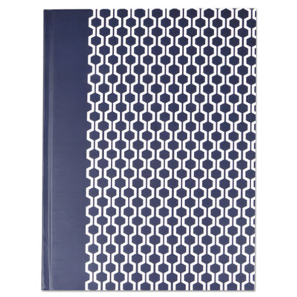 Casebound Hardcover Notebook, 1-Subject, Wide/Legal Rule, Dark Blue/White Cover, (150) 10.25 x 7.63 Sheets