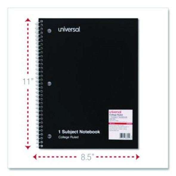 Wirebound Notebook, 1-Subject, Medium/College Rule, Black Cover, (100) 11 x 8.5 Sheets