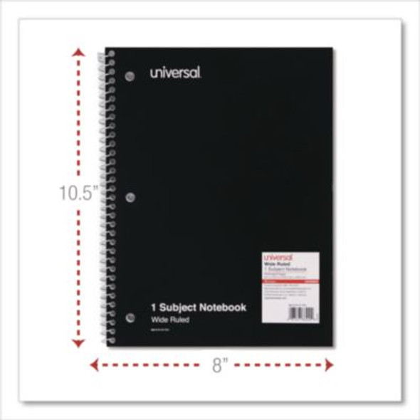 Wirebound Notebook, 1-Subject, Wide/Legal Rule, Black Cover, (70) 10.5 x 8 Sheets