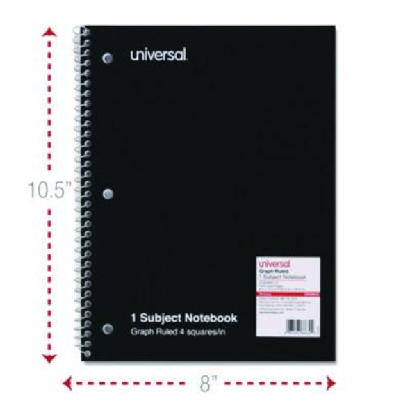 Wirebound Notebook, 1-Subject, Quadrille Rule (4 Sq/In), Assorted Cover Colors, (70) 10.5 x 8 Sheets, 4/Pack