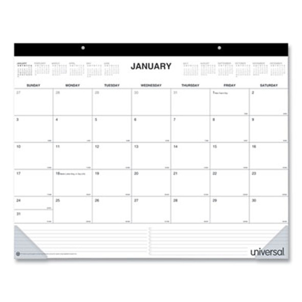 Desk Pad Calendar, 22 x 17, White Sheets, Black Binding, Clear Corners, 12-Month (Jan To Dec): 2026