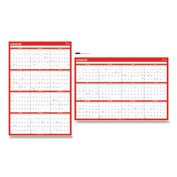 Erasable Wall Calendar, 24 x 36, White/Red Sheets, 12-Month (Jan To Dec): 2026