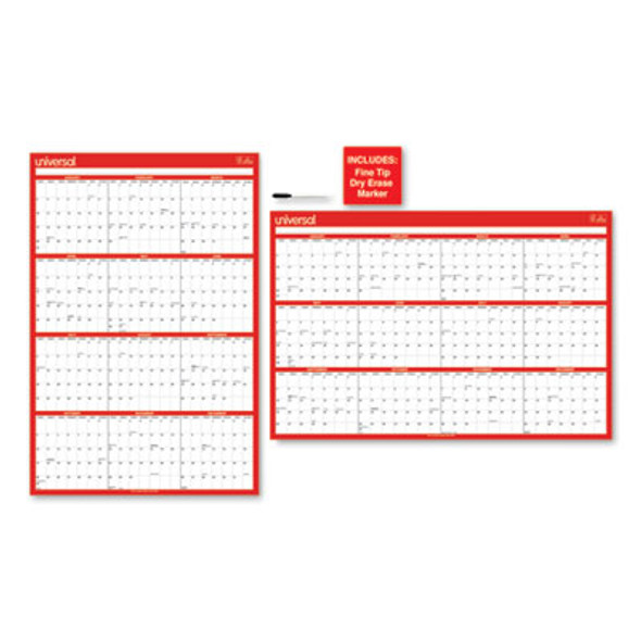 Erasable Wall Calendar, 24 x 36, White/Red Sheets, 12-Month (Jan To Dec): 2026