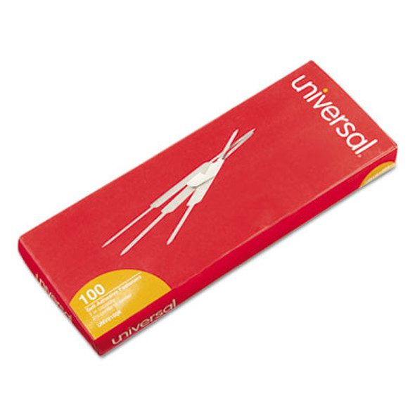 Self-Adhesive Two-Prong Paper Fastener Base And Compressor Sets, 2" Capacity, 2.75" Center To Center, Silver, 100/Box