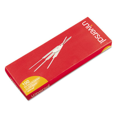 Self-Adhesive Two-Prong Paper Fastener Base And Compressor Sets, 2" Capacity, 2.75" Center To Center, Silver, 100/Box