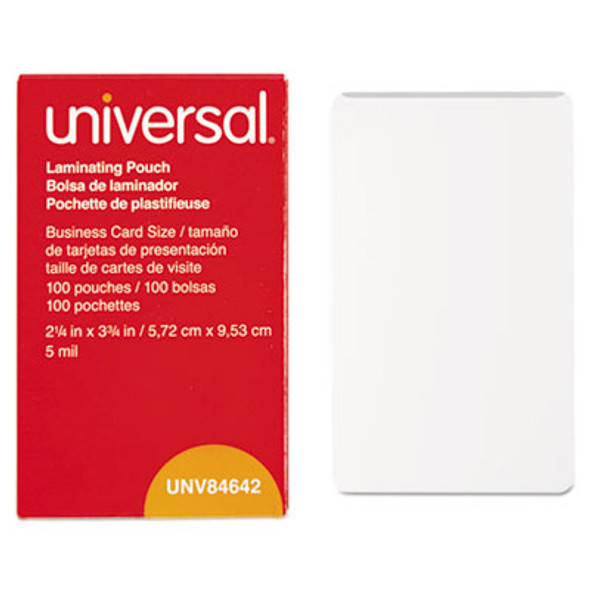 Laminating Pouches, 5 Mil, 3.75" X 2.25", Gloss Clear, 100/Box