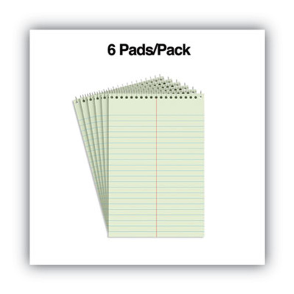 Steno Pads, Red Cover, Gregg Rule, (80) Green-Tint 6 x 9 Sheets, 6/Pack