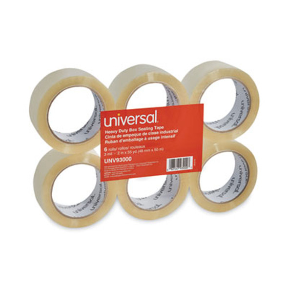 Heavy-Duty Box Sealing Tape, 3" Core, 1.88" x 54.6 Yds, Clear, 6/Pack