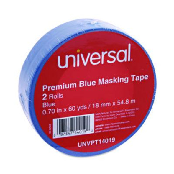 Premium Blue Masking Tape With Uv Resistance, 3" Core, 18 Mm X 54.8 M, Blue, 2/Pack