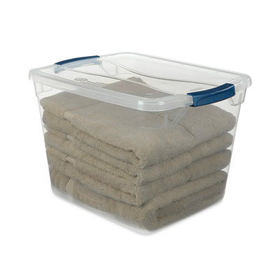 Clever Store Basic Latch-Lid Container, 7.5 Gal, 13.37" x 18.75" x 10.5", Clear