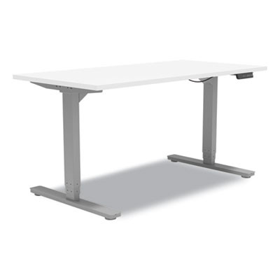 Essentials Electric Sit-Stand Desk, 55.1" X 27.5" X 25.9" To 51.5", White/Aluminum