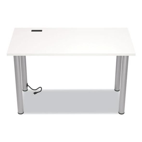 Essentials Writing Table-Desk With Integrated Power Management, 47.5" X 23.7" X 28.8", White/Aluminum