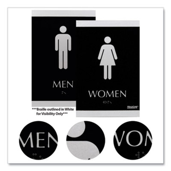 Century Series Office Sign, Men; Women, 6 x 9, Black/Silver